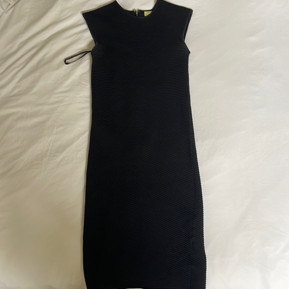 Ronny Kobo Stretchy Black Midi Dress Size Medium